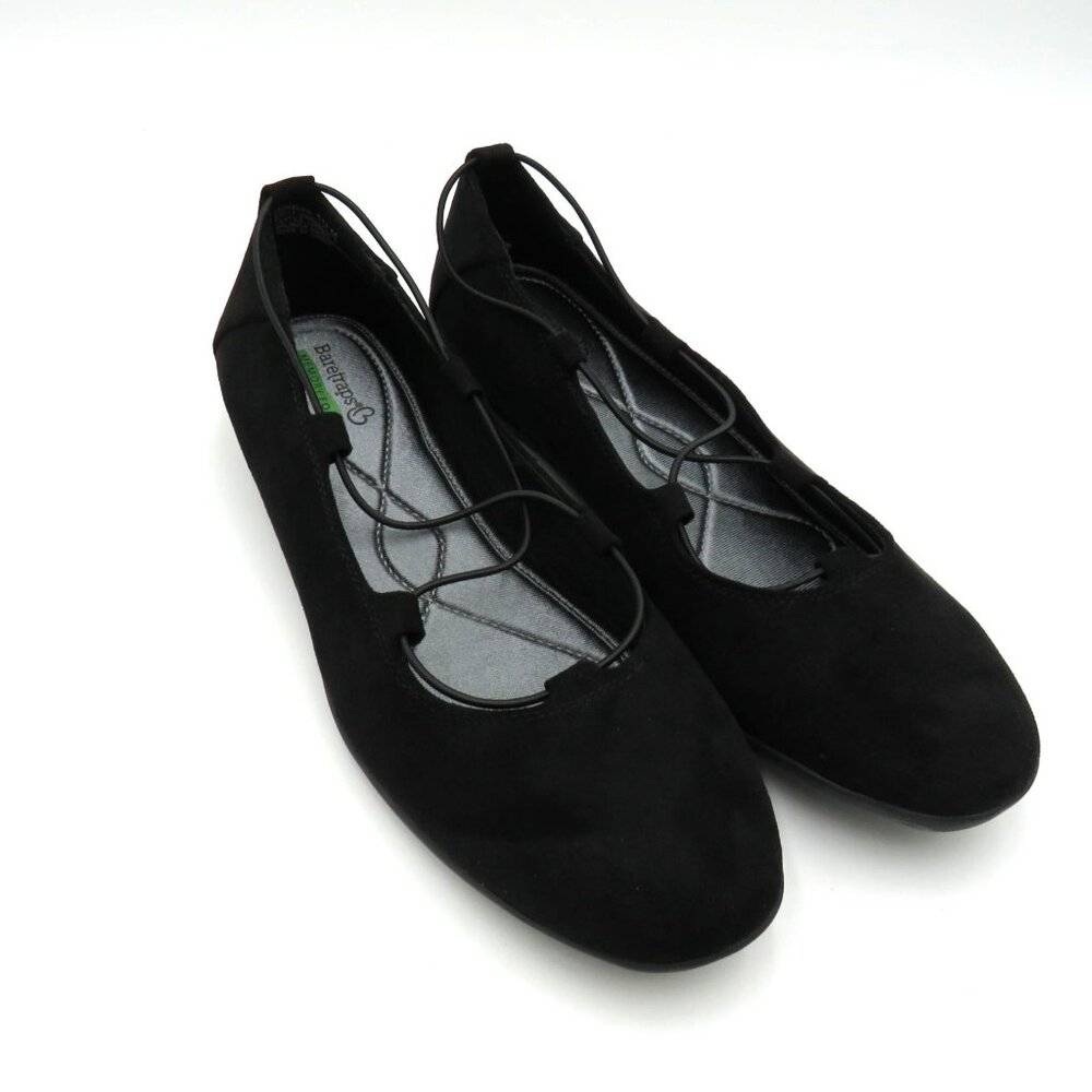 Baretraps Shoes Womens Size 10 Jackeline Flats‎ Elastic Lace Detail Black Suede